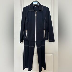 St. John Sport by Marie Gray Navy Zip-Up Jacket and Pants Set